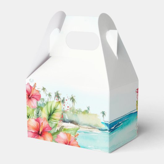 Tropische Strand Hibiscus Favor Doos Bedankdoosjes (Achterkant)