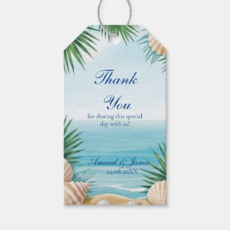 Tropische strand huwelijksgunst bedank kaartjes cadeaulabel