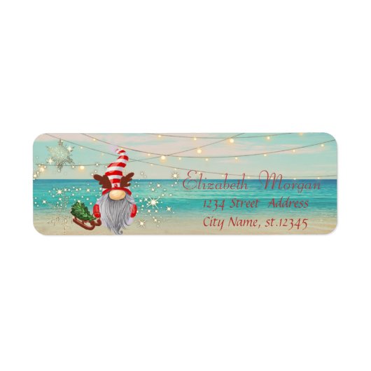 Tropische strand kabouter slee etiket (Voorkant)