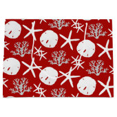 Tropische Strand Kerst Rode Zand Dollar Zeester Groot Cadeauzakje (Voorkant)