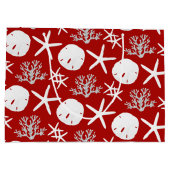 Tropische Strand Kerst Rode Zand Dollar Zeester Groot Cadeauzakje (Achterkant)