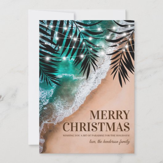 Tropische strand Kerst vakantiekaart Feestdagenkaart (Voorkant)