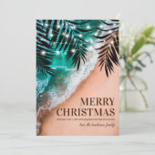 Tropische strand Kerst vakantiekaart Feestdagenkaart (Staand voorkant)