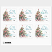 Tropische strand kerstcadeautag sticker (Vel)