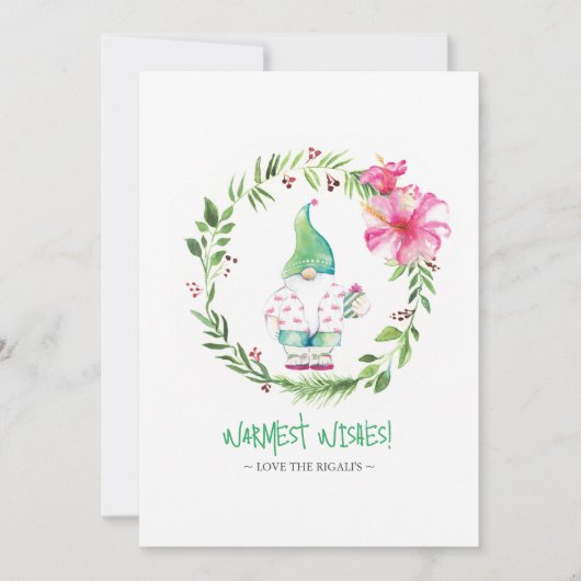 Tropische strand kerstkaarten aquarel feestdagenkaart (Voorkant)