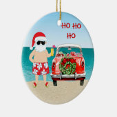 Tropische strand kerstman met klassieke kerst keramisch ornament (Rechts)