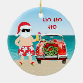 Tropische strand kerstman met klassieke kerst keramisch ornament (Achterkant)
