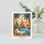 Tropische strand Kerstmis Costa Rica groet Briefkaart (Staand voorkant)