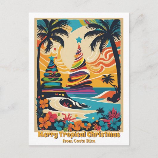 Tropische strand Kerstmis Costa Rica groet Briefkaart (Voorkant)