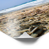 Tropische strand landschap kunst, rotsachtige stra foto afdruk (Hoek)