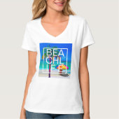 Tropische strand Life Palm Modern Gestapelde Typog T-shirt (Voorkant)