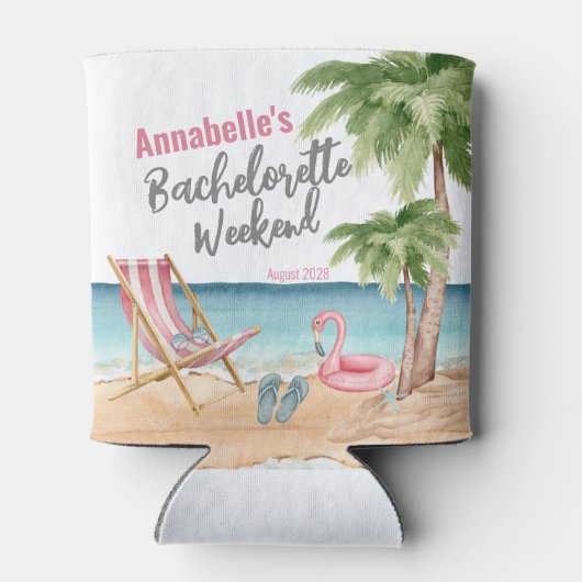 Tropische Strand Meisjes Weekend Afscheidscadeau P Blikjeskoeler (Achterkant)