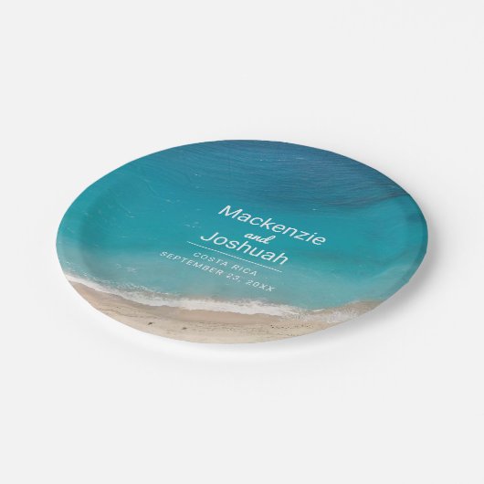 Tropische Strand Moody Turquoise Aangepaste Bruilo Papieren Bordje (Gekanteld)