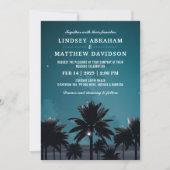 Tropische Strand Nacht Palm Tree Lights Wedding Kaart (Voorkant)