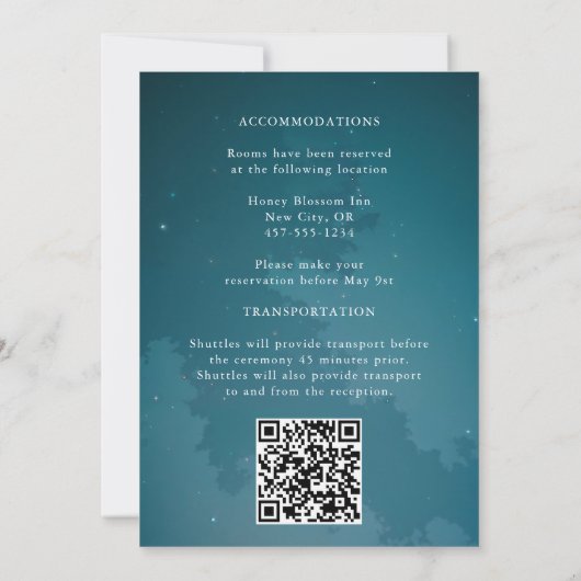 Tropische Strand Nacht Palm Tree Lights Wedding Kaart (Achterkant)