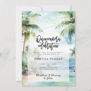 tropische strand oceaan Quinceanera party uitnodig Kaart