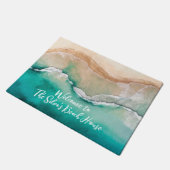 Tropische strand Ocean Waterverf Name Beach House Deurmat (Schuin)