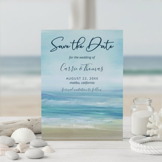 Tropische strand Ocean Waves Waterverf Save The Date