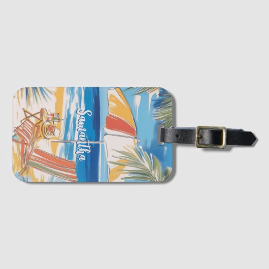 Tropische strand ontsnapping - gepersonaliseerde z bagagelabel (Voorkant (horizontaal))
