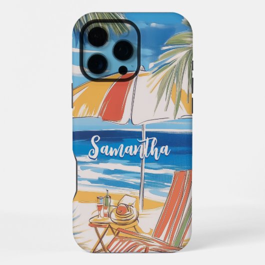 Tropische strand ontsnapping - gepersonaliseerde z iPhone hoesje (Achterkant)