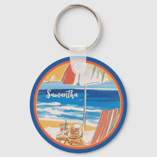 Tropische strand ontsnapping - gepersonaliseerde z sleutelhanger