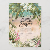 tropische strand orchidee zoet 16 uitnodiging (Voorkant / Achterkant)