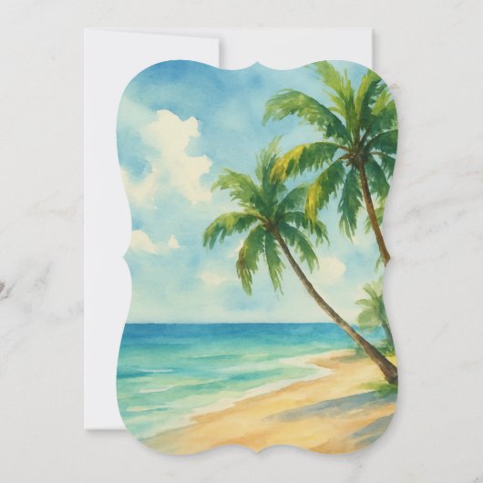 Tropische Strand Palm Bomen Bestemming Bruiloft Kaart (Achterkant)