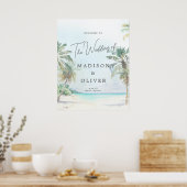 Tropische Strand Palm Bomen Bruiloft Welkomstbord Poster (Keuken)