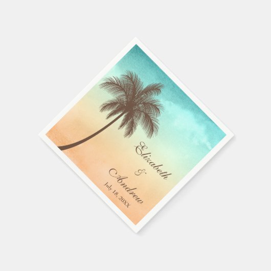 Tropische Strand Palm Tree gepersonaliseerde bruil Servet (Hoek)