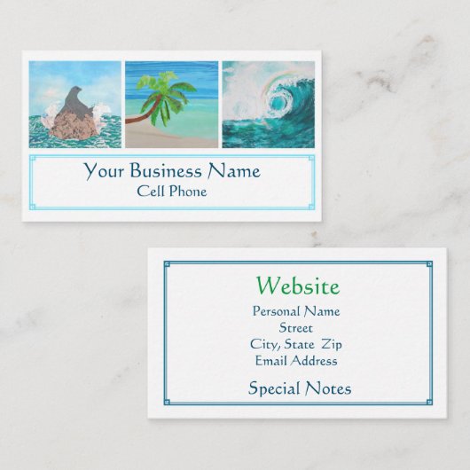 Tropische strand palm Tree Golve Regenboog Visitekaartje (Voorkant / Achterkant)