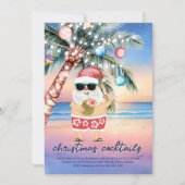 Tropische Strand Palm Tree Santa Christmas Cocktai Kaart (Voorkant)