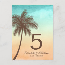 Tropische Strand Palm Tree Trouwtafel Nummer Briefkaart