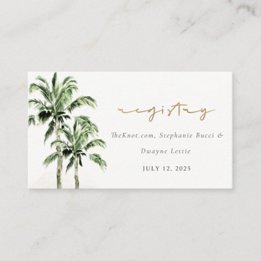 Tropische Strand Palm Trees bruiloft register Informatiekaartje (Voorkant)