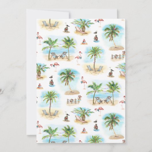 Tropische Strand Palm Trees Kerstfeest Kaart (Achterkant)