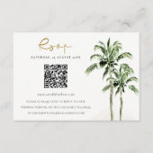 Tropische Strand Palm Trees Wedding QR Code RSVP Informatiekaartje (Voorkant)