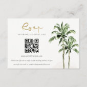 Tropische Strand Palm Trees Wedding QR Code RSVP Informatiekaartje (Voorkant)