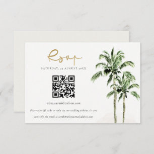 Tropische Strand Palm Trees Wedding QR Code RSVP Informatiekaartje