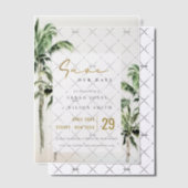 Tropische Strand Palm Trees Wedding Save The Date Vellum Uitnodigingen (Offset (Uitnodiging))