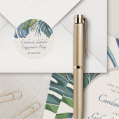Tropische Strand Palm Wedding Douche Party Ronde Sticker