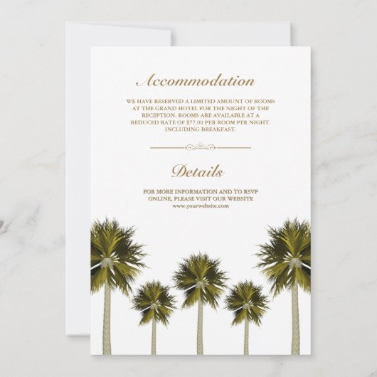 Tropische strand palmbomen Alles in één bruiloft Kaart (Achterkant)