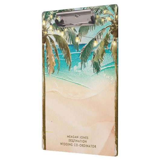 Tropische strand palmbomen bruiloft coördinator klembord (Links)