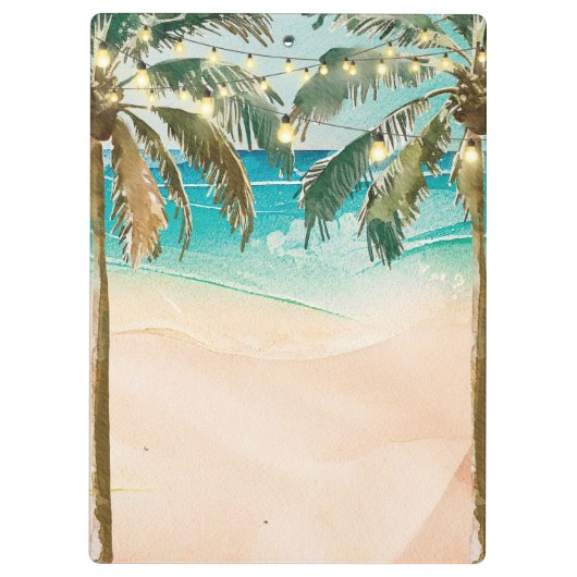 Tropische strand palmbomen bruiloft coördinator klembord (Achterkant)