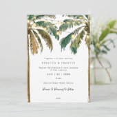 Tropische strand palmbomen bruiloft uitnodiging (Staand voorkant)