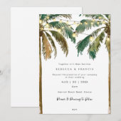 Tropische strand palmbomen bruiloft uitnodiging (Voorkant / Achterkant)