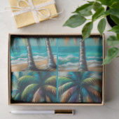 Tropische Strand Palmbomen Chalk-Pastel Decoupage Tissuepapier (Geschenk)
