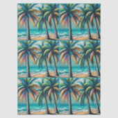 Tropische Strand Palmbomen Chalk-Pastel Decoupage Tissuepapier (Voorkant)