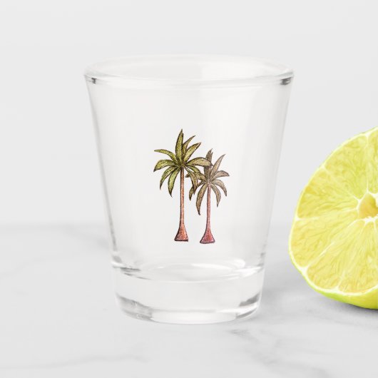 Tropische Strand Palmbomen Eenvoudige zomer Shot Glas (Voorkant)