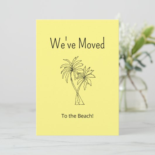 Tropische Strand Palmbomen Geel Bewegend Aankondiging (Staand voorkant)