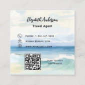 Tropische strand palmbomen logo QR code Vierkante Visitekaartje (Achterkant)