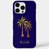Tropische Strand Palmbomen Marine Blauw Eenvoudig Case-Mate iPhone Case (Achterkant)